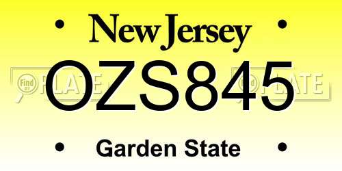 OZS845 New Jersey License Plate