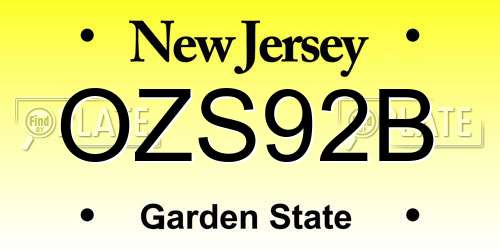 OZS92B New Jersey License Plate