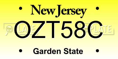 OZT58C New Jersey License Plate