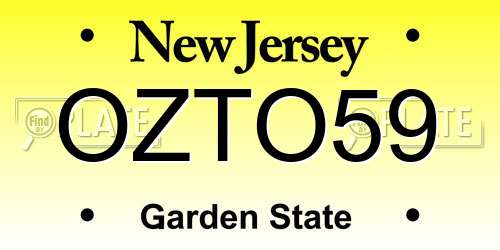 OZTO59 New Jersey License Plate