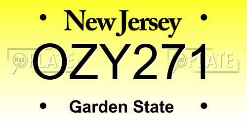 OZY271 New Jersey License Plate