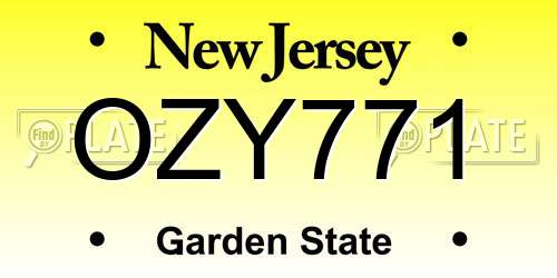 OZY771 New Jersey License Plate