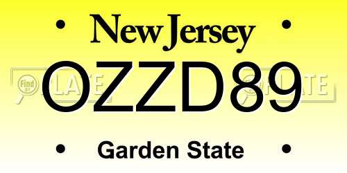 OZZD89 New Jersey License Plate