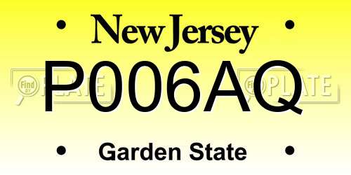 P006AQ New Jersey License Plate