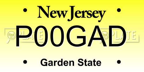 P00GAD New Jersey License Plate