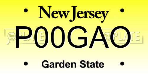 P00GAO New Jersey License Plate