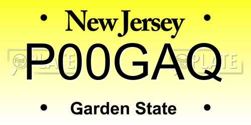 P00GAQ New Jersey License Plate