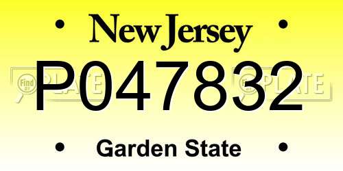 P047832 New Jersey License Plate