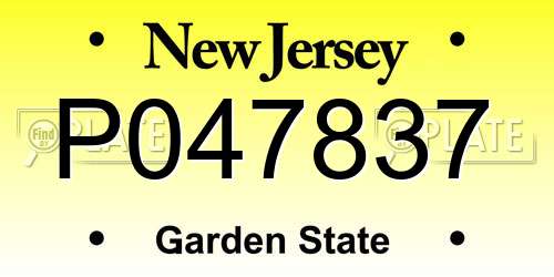 P047837 New Jersey License Plate
