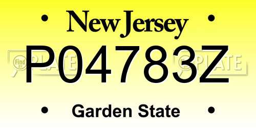 P04783Z New Jersey License Plate