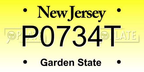 P0734T New Jersey License Plate