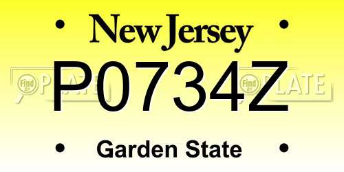P0734Z New Jersey License Plate