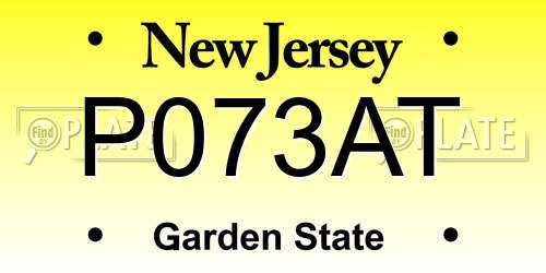 P073AT New Jersey License Plate