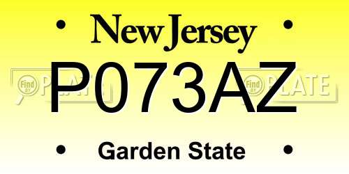 P073AZ New Jersey License Plate