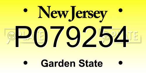P079254 New Jersey License Plate
