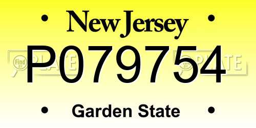 P079754 New Jersey License Plate