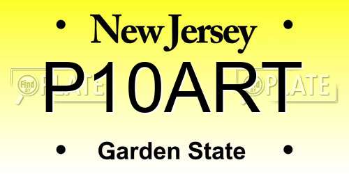 P10ART New Jersey License Plate