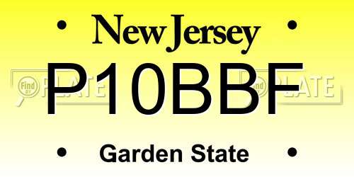 P10BBF New Jersey License Plate