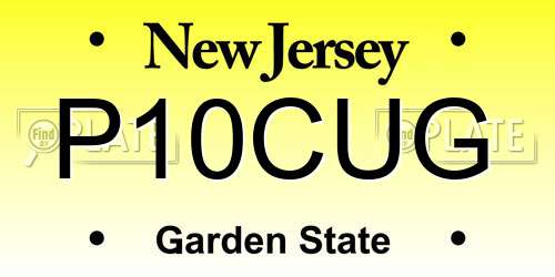 P10CUG New Jersey License Plate
