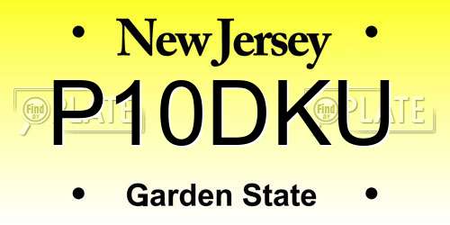 P10DKU New Jersey License Plate