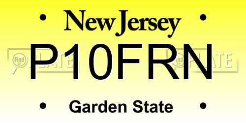 P10FRN New Jersey License Plate
