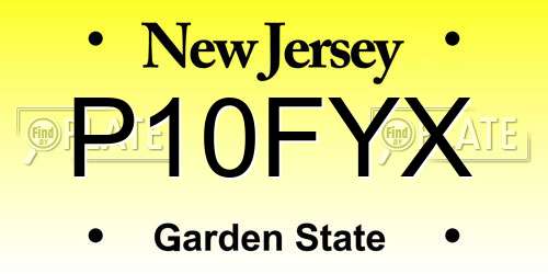 P10FYX New Jersey License Plate