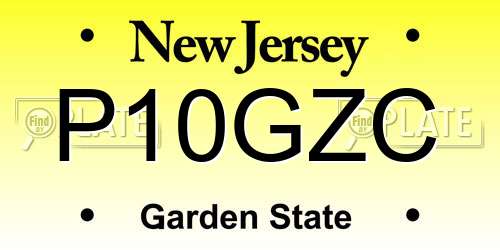 P10GZC New Jersey License Plate