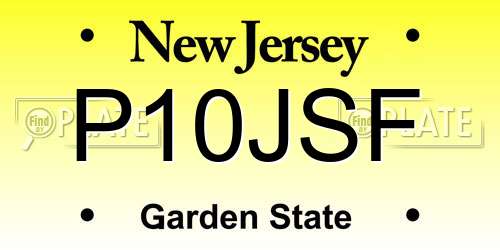 P10JSF New Jersey License Plate