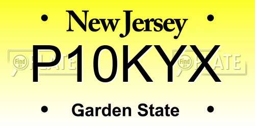 P10KYX New Jersey License Plate