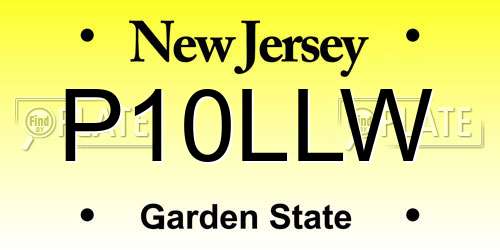 P10LLW New Jersey License Plate