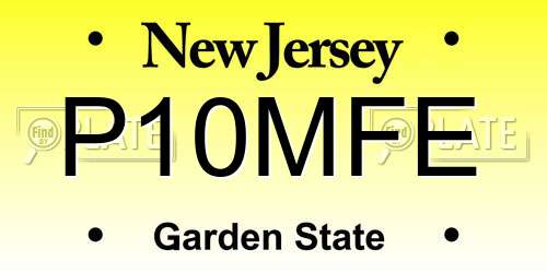 P10MFE New Jersey License Plate