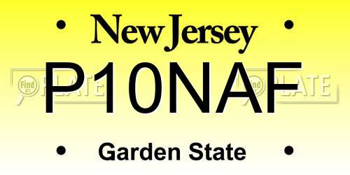 P10NAF New Jersey License Plate