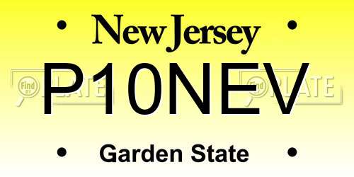 P10NEV New Jersey License Plate