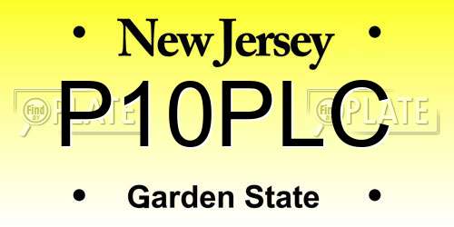 P10PLC New Jersey License Plate