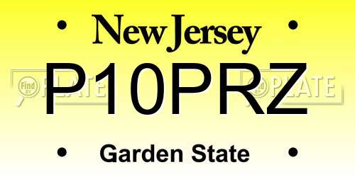 P10PRZ New Jersey License Plate
