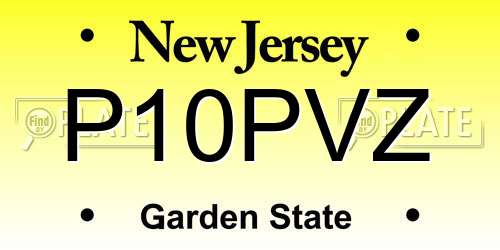 P10PVZ New Jersey License Plate