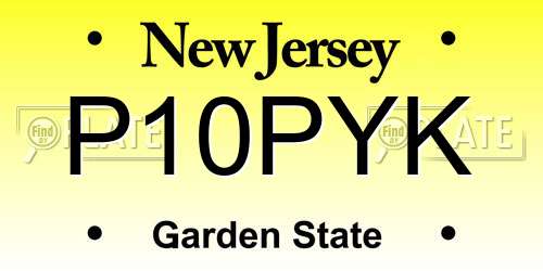 P10PYK New Jersey License Plate