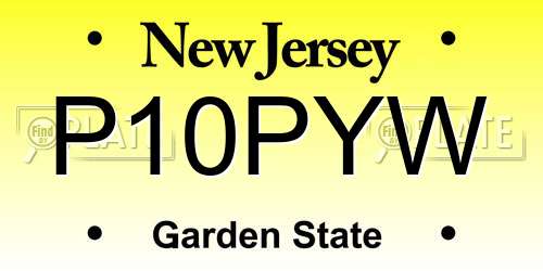 P10PYW New Jersey License Plate