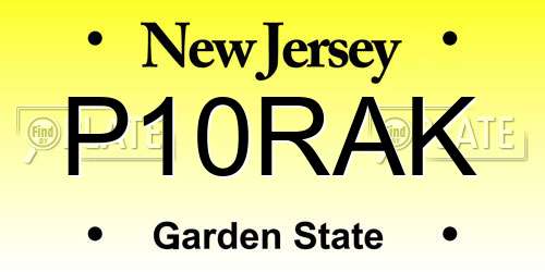 P10RAK New Jersey License Plate