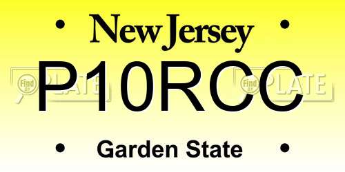 P10RCC New Jersey License Plate