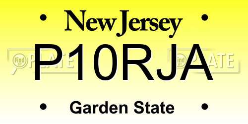 P10RJA New Jersey License Plate