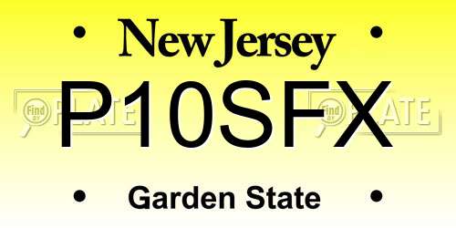 P10SFX New Jersey License Plate