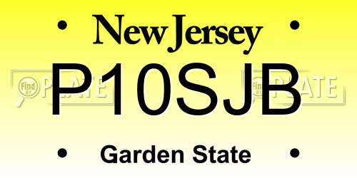P10SJB New Jersey License Plate
