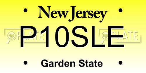 P10SLE New Jersey License Plate