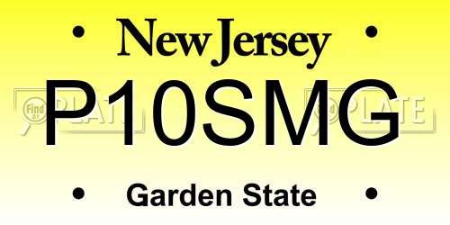 P10SMG New Jersey License Plate
