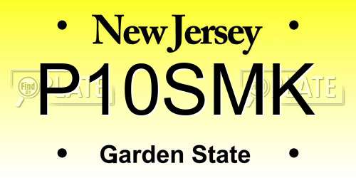 P10SMK New Jersey License Plate