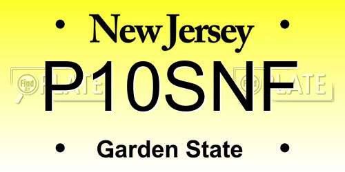 P10SNF New Jersey License Plate