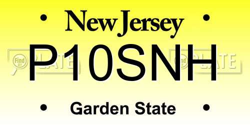 P10SNH New Jersey License Plate