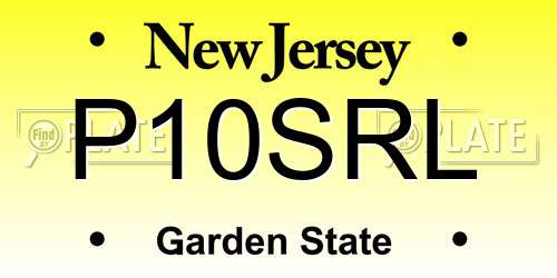 P10SRL New Jersey License Plate