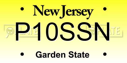 P10SSN New Jersey License Plate